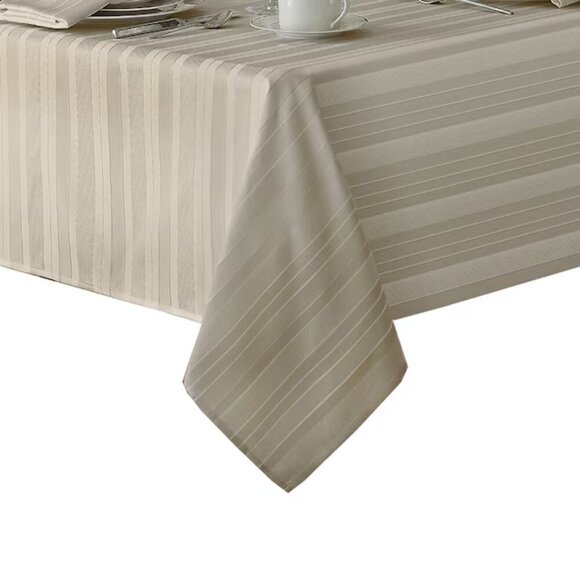 Newbridge Fabric Tablecloth 52" X 70 inch oblong new Denley Stripe - Picture 2 of 3